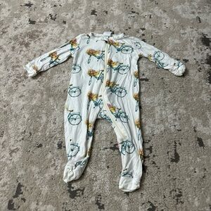 Milkbarn Floral Bicycle Bamboo Zipper Pajama Size 9-12 Months